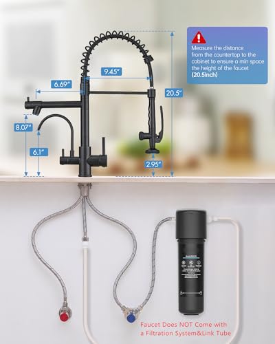 3 in 1 Kitchen Sink Faucet with Drinking Water Faucet Matte Black