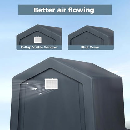 8x12 ft Storage Shelter Shed Portable Outdoor Carport Garage
