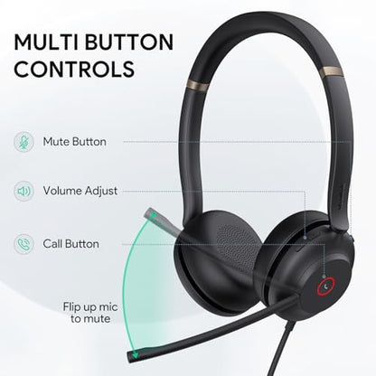 UH37 USB Headset with Mic Noise Cancelling Wired Headphone USB