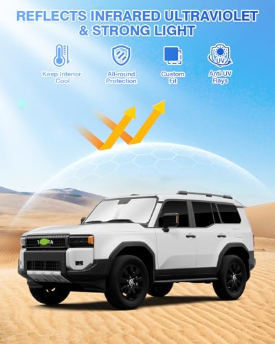 Sunshades for 2024 2025 2026 Toyota Land Cruiser Prado 250 Accessories Windshield Sun Shade Side Rear Window Shade Cover Sun Visor Shield Privacy Protection Keep Vehicle Cool Black 8PCS (8 Count)