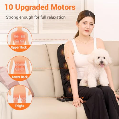 10 Vibrating Massage Nodes Back Massager Chair Pad for Pain Relief