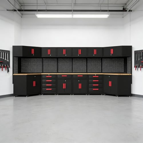 2Pcs Corner Garage Storage Cabinet System
