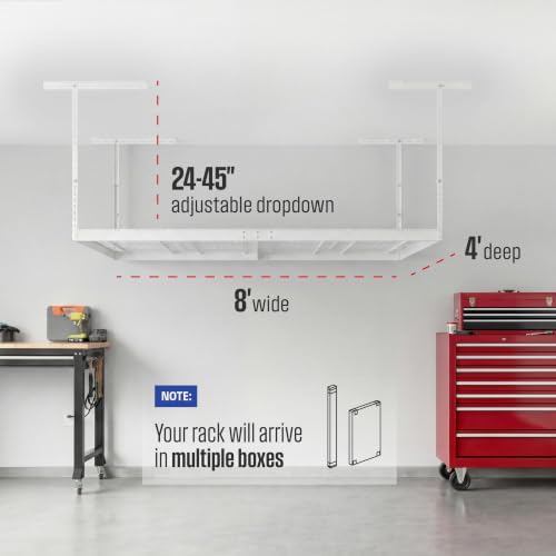 White 4x8 Overhead Storage Rack w