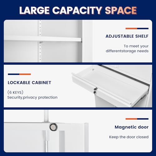 Metal Garage Storage Cabinet with Locking Doors and Adjustable Shelves