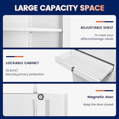 Metal Garage Storage Cabinet with Locking Doors and Adjustable Shelves