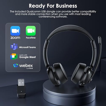 Upgrade ANC & ENC Wireless Headset with Mic for Work