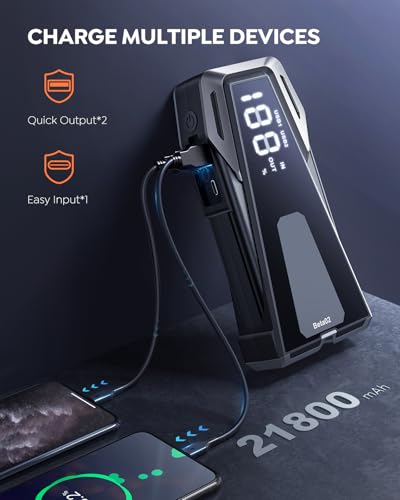 Portable Car Battery Jump Starter 6000A 21800mAh