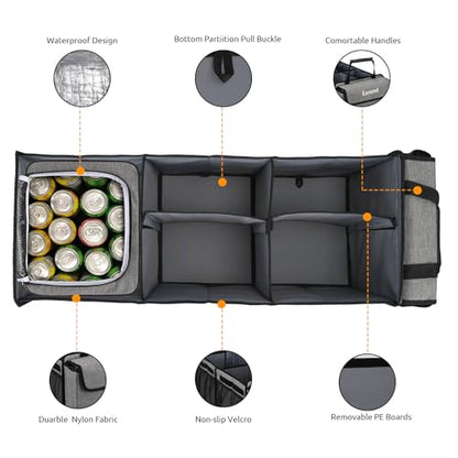 Collapsible Trunk Organizer with Insulated Leakproof Cooler Bag