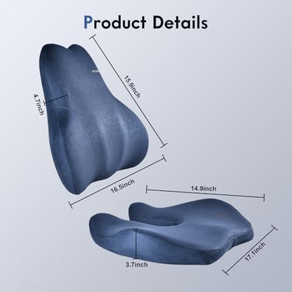 Memory Foam Car Seat Cushion and Lumbar Support Pillow for Car