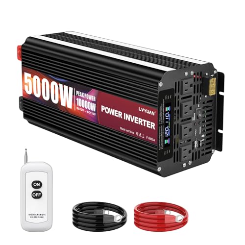 5000 Watt Power Inverter 12V to 110V 120V with 4 AC Outlets