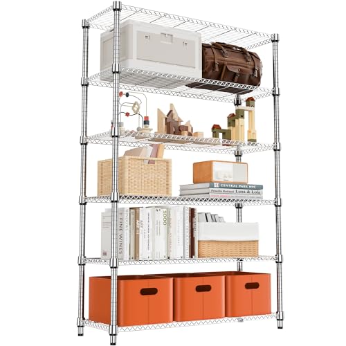 2100LBS 47.2" W 6 Tiers Shelf Storage Shelves Metal Shelving Unit Heavy Duty Garage Shelving Adjustable Wire Shelves for Pantry
