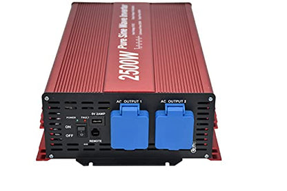 2500W Pure Sine Wave Inverter 12V to 120V AC with 2 AC outlets