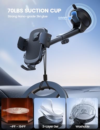 Car Phone Holder Dashboard Vent Windshield 70 LBS Suction 3