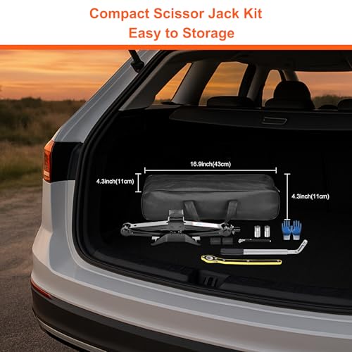 3T Scissor Jack Car Tire Changing Emergency Kit (7 Count)