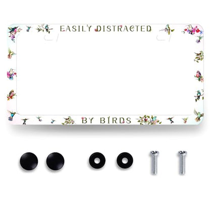 Easily Distracted By Birds License Plate Frame Funny License Plate Holder