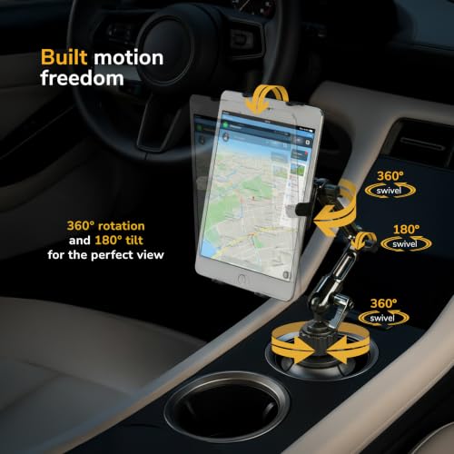 Premium Cup Holder Tablet Mount Fits Vehicle Cupholders 2.75"