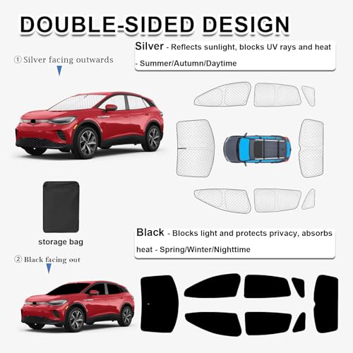 8pcs Thicken Sun Shades for Volkswagen VW ID.4 2021