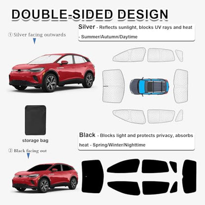 8pcs Thicken Sun Shades for Volkswagen VW ID.4 2021