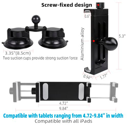 Aluminum Tablet Holder with Dual Suction Cup Base for Car