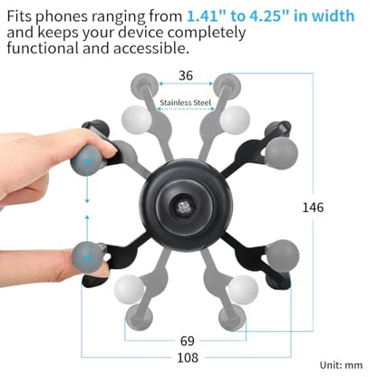 Car Phone Mount with B Size 1" Ball Diamond Base and Double Socket Arm