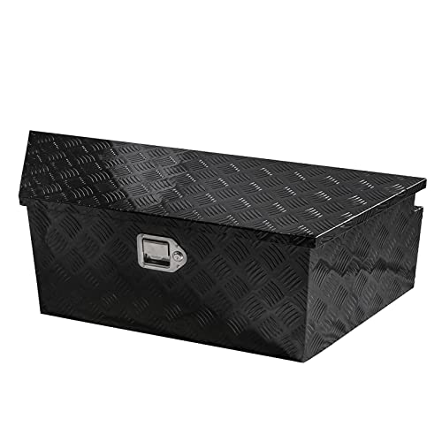 39" x 12" x 16.5" Trailer Tongue Tool Box Heavy Duty Aluminum Trailer Toolbox Organizer Truck Underbody Box with Latch and Keys Compatible with Pick Up Truck Bed RV Trailer ATV Black
