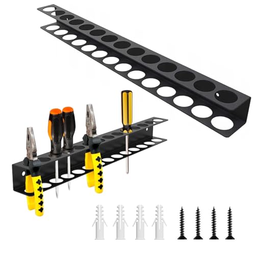 2 Pack Screwdriver Plier Organizer Wall Mount Steel Wall Mount Tool Storage Rack Screwdriver Organizer Hand Tool Hammer Pliers Storage Rack For Garage Workshop Homes Workshops Sheds (2 Count)