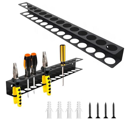 2 Pack Screwdriver Plier Organizer Wall Mount Steel Wall Mount Tool Storage Rack Screwdriver Organizer Hand Tool Hammer Pliers Storage Rack For Garage Workshop Homes Workshops Sheds (2 Count)