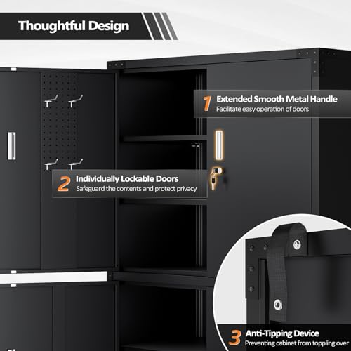 Large Garage Storage Cabinet with 4 Doors