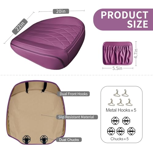 2 Pack Purple Leather Front Bottom Car Seat Covers (2 Count)