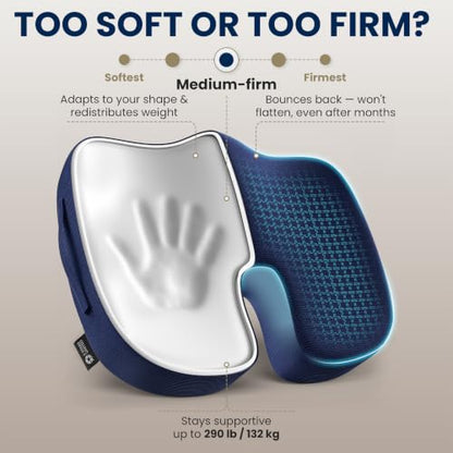 Seat Cushion Memory Foam Chair Cushion for Tailbone Pain Relief