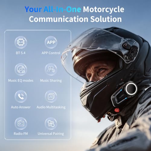 FX7 10 Rider Mesh Motorcycle Bluetooth Intercom with Music Share (2 Count)