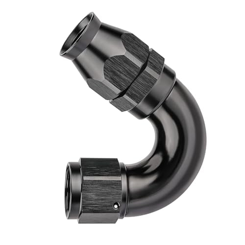 10AN 150 Degree PTFE One Piece Full Flow End Hose Fitting Aluminum Black