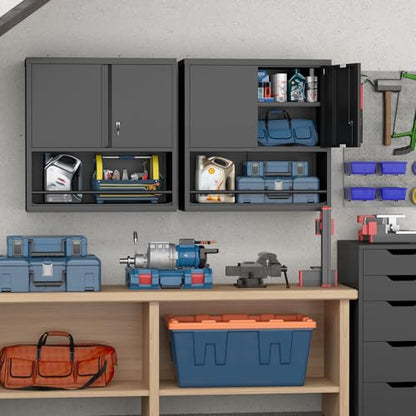 Garage Storage Cabinet with Locking Doors and Adjustable Shelves