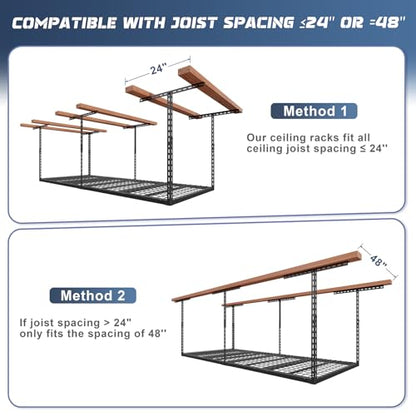 3X8FT Overhead Garage Storage Rack 750LBS Capacity