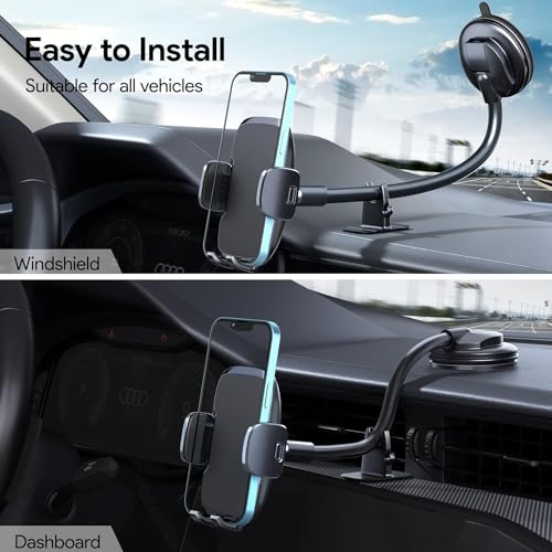 Phone Mount for Car Holder 6.2IN Windshield Dashboard Mounting Kits [Washable Strong Suction Cup] Cell Phone Holder Car Mounts for All iPhone Android Smartphone