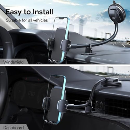 Phone Mount for Car Holder 6.2IN Windshield Dashboard Mounting Kits [Washable Strong Suction Cup] Cell Phone Holder Car Mounts for All iPhone Android Smartphone