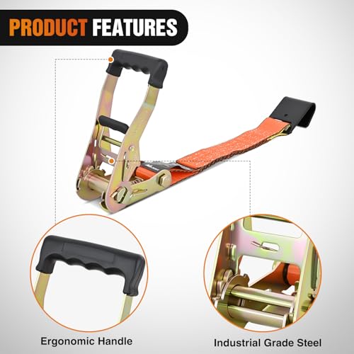Flat Hook Ratchet Straps 10 Pack 2 in x 30 Ft Orange