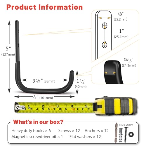 Garage Hooks 4 Inch (6 Count)