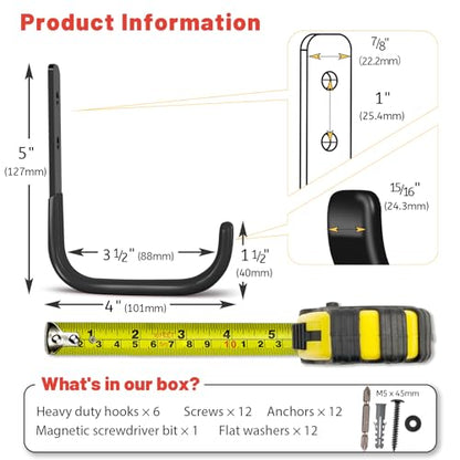 Garage Hooks 4 Inch (6 Count)