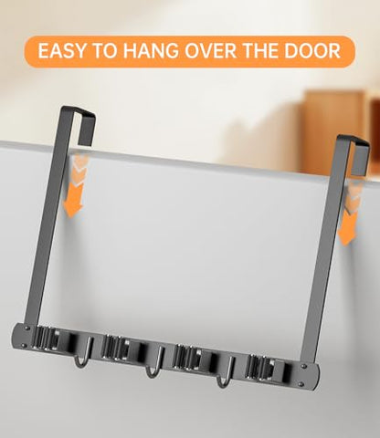 Broom Holder Over The Door with Hooks