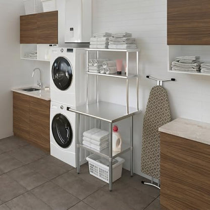 Stainless Steel Work Table Double Tier Overshelf