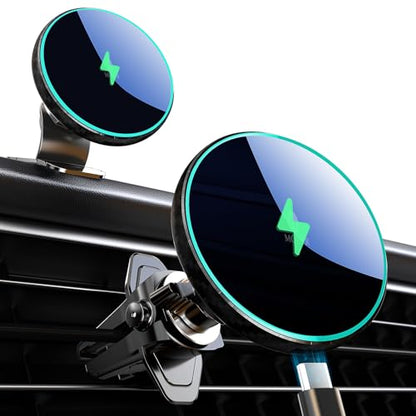 for Magsafe Car Mount Charger 15W LED RGB Car Phone Holder for Dash Vent