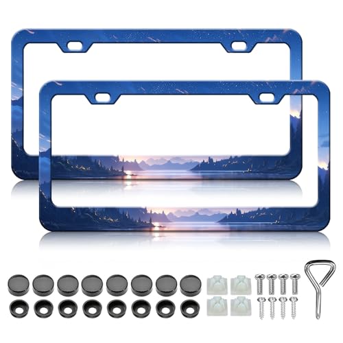 Starry Sky Mountain License Plate Frames