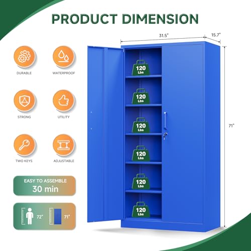 Metal Garage Storage Cabinets with Lock Door and Adjustable Shelves
