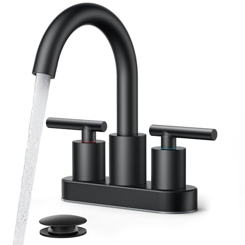 Bathroom Sink Faucet 3 Hole Matte Black 4 Inch Centerset