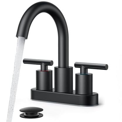 Bathroom Sink Faucet 3 Hole Matte Black 4 Inch Centerset