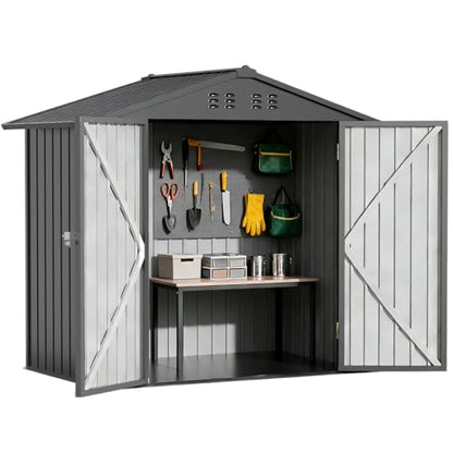 6'x4' Shed Outdoor Storage Metal with Lockable Doors & Vents