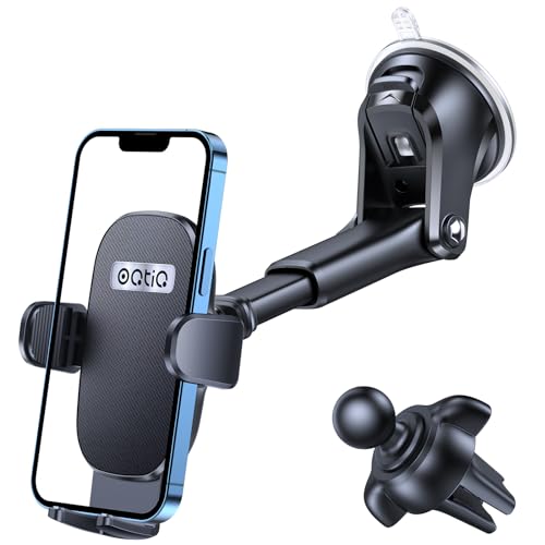 3-in-1 Car Phone Mount for Dashboard, Windshield & Air Vent – Strong Suction Cup Holder with Adjustable Arm & 360° Rotation – Universal Car Cell Phone Holder for iPhone & Android Smartphones