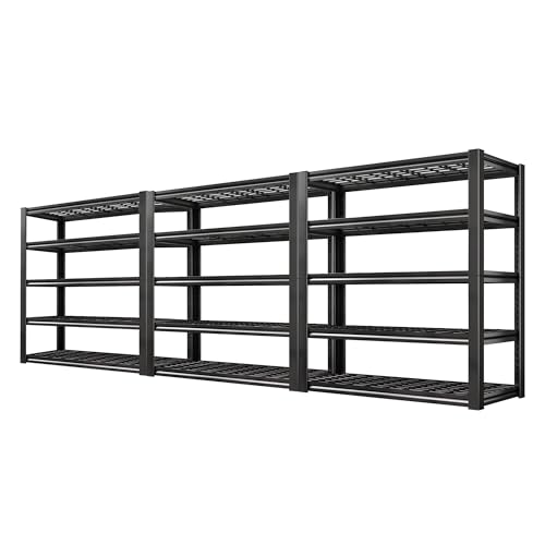 3 Pack Garage Shelving 3200LBS Heavy Duty Storage Shelves for Office (3 Count)