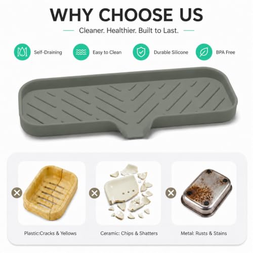 Silicone Soap Dish with Drain Spout